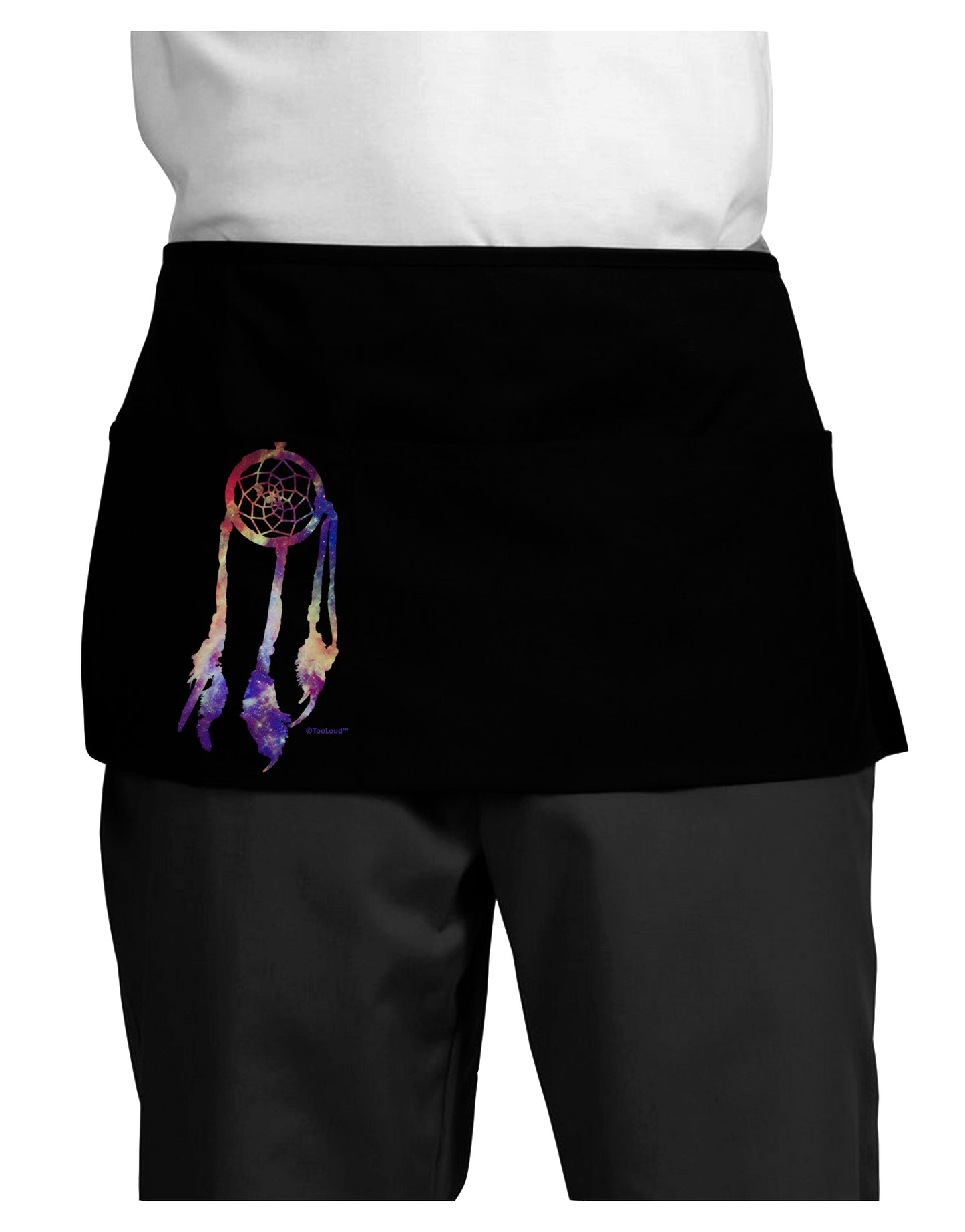 Graphic Feather Design - Galaxy Dreamcatcher Dark Adult Mini Waist Apron, Server Apron by TooLoud-Mini Waist Apron-TooLoud-Black-One-Size-Davson Sales