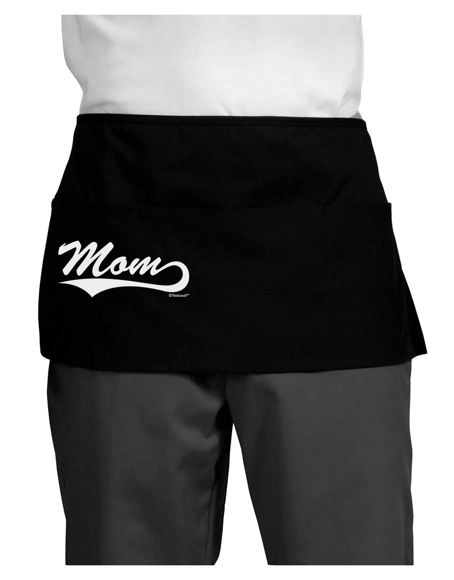 Mom - Sports Tail Script Dark Adult Mini Waist Apron, Server Apron by TooLoud-Mini Waist Apron-TooLoud-Black-One-Size-Davson Sales