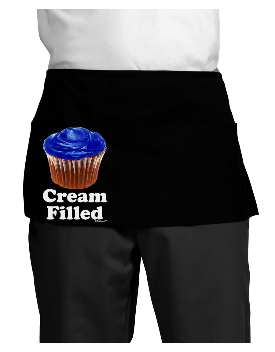 Cream Filled Blue Cupcake Design Dark Adult Mini Waist Apron, Server Apron by TooLoud-Mini Waist Apron-TooLoud-Black-One-Size-Davson Sales