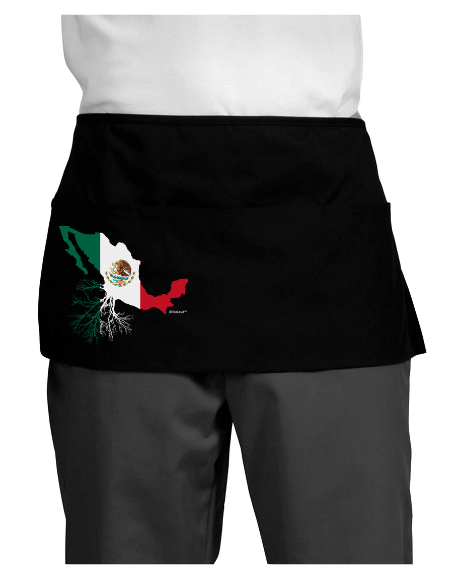 Mexican Roots - Mexico Outline Mexican Flag Dark Adult Mini Waist Apron, Server Apron by TooLoud-Mini Waist Apron-TooLoud-Black-One-Size-Davson Sales