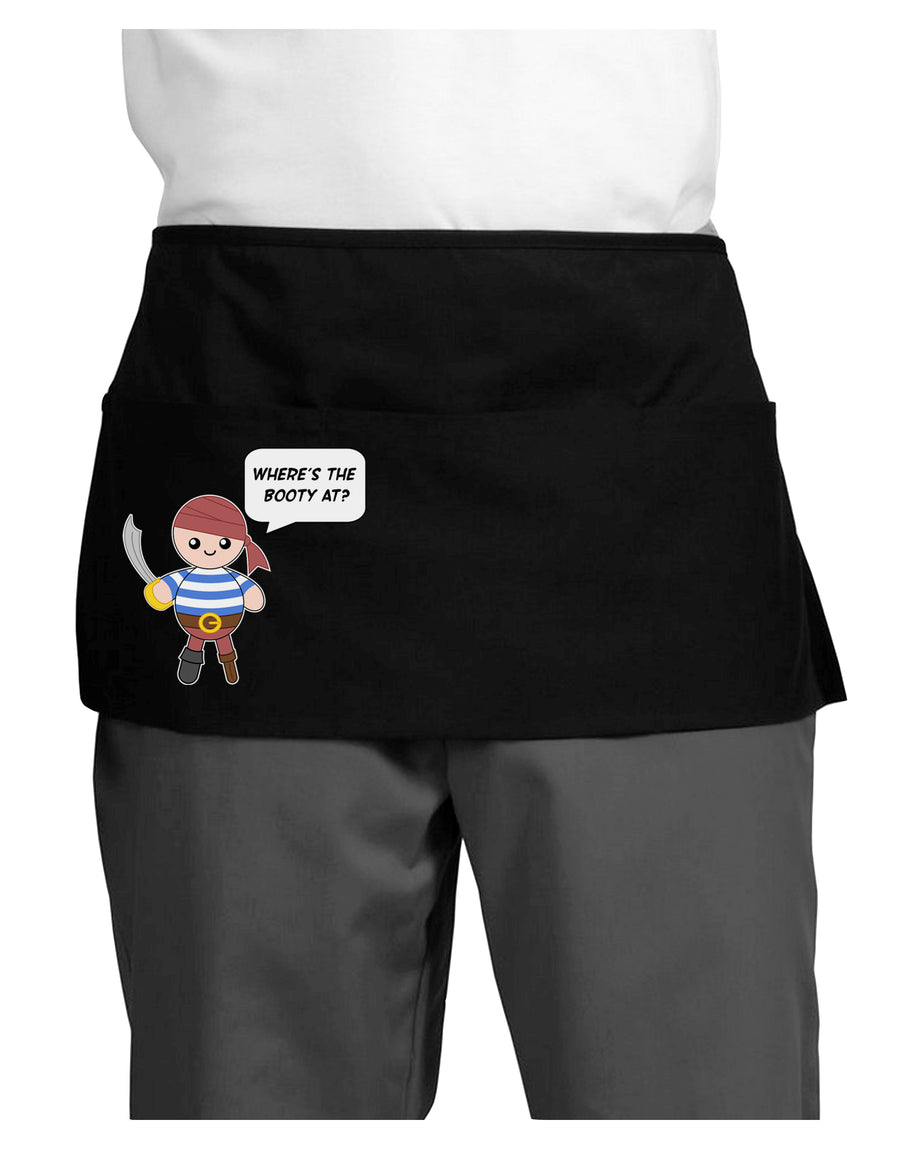 Where's the Booty At - Petey the Pirate Dark Adult Mini Waist Apron, Server Apron-Mini Waist Apron-TooLoud-Black-One-Size-Davson Sales