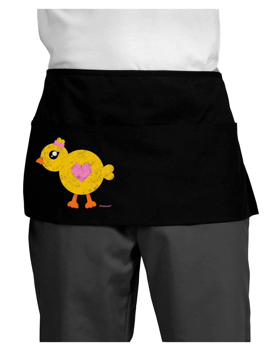 Cute Chick with Bow - Crayon Style Drawing Dark Adult Mini Waist Apron, Server Apron by TooLoud-Mini Waist Apron-TooLoud-Black-One-Size-Davson Sales