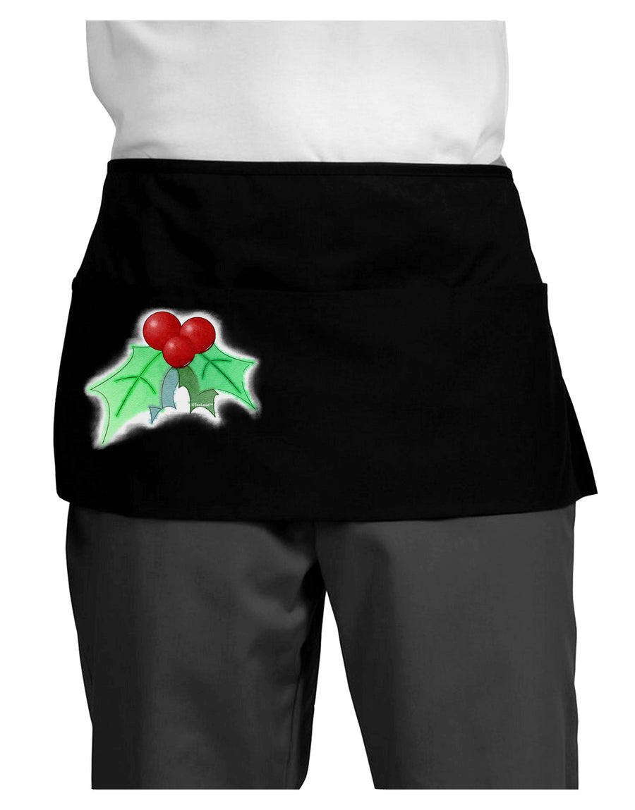 Holly Watercolor Dark Adult Mini Waist Apron, Server Apron-Mini Waist Apron-TooLoud-Black-One-Size-Davson Sales