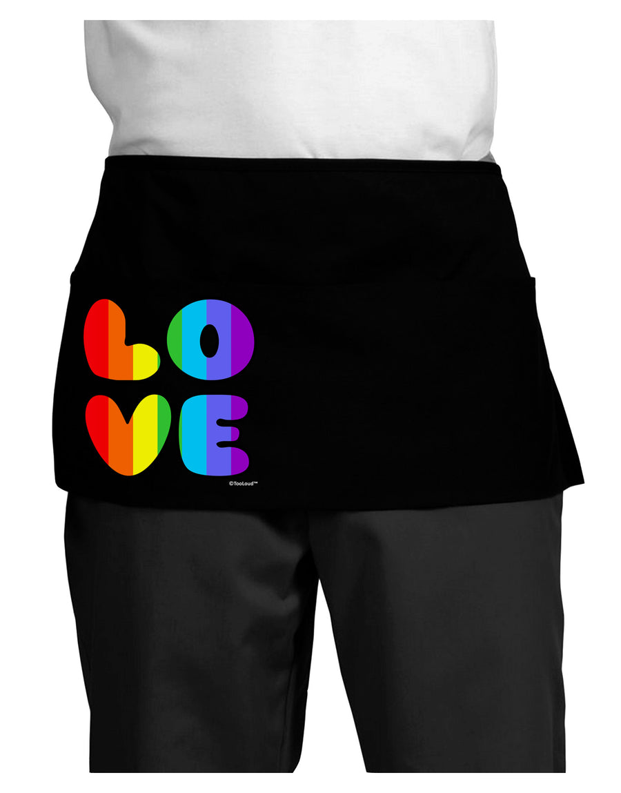 Rainbow LOVE Text Dark Adult Mini Waist Apron, Server Apron by TooLoud-Mini Waist Apron-TooLoud-Black-One-Size-Davson Sales