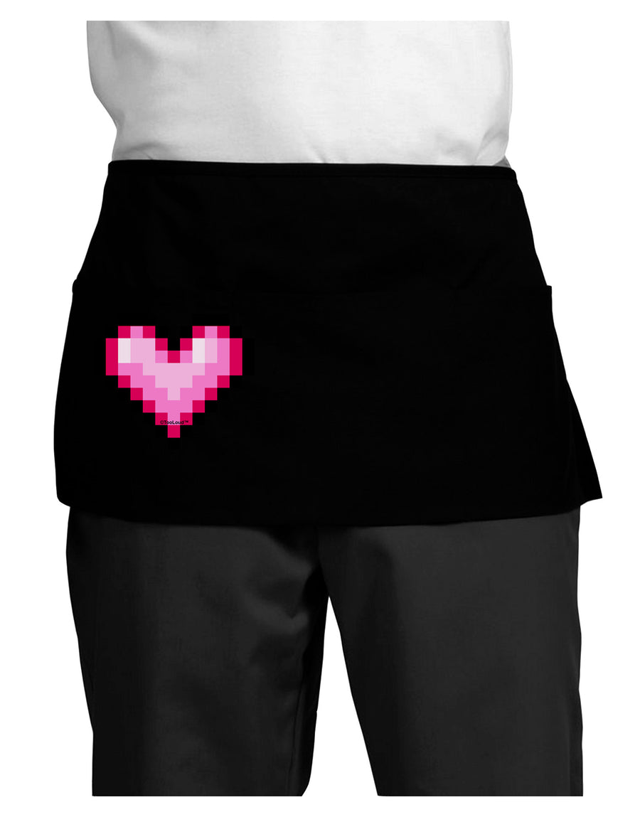 Pixel Heart Design B - Valentine's Day Dark Adult Mini Waist Apron, Server Apron by TooLoud-Mini Waist Apron-TooLoud-Black-One-Size-Davson Sales