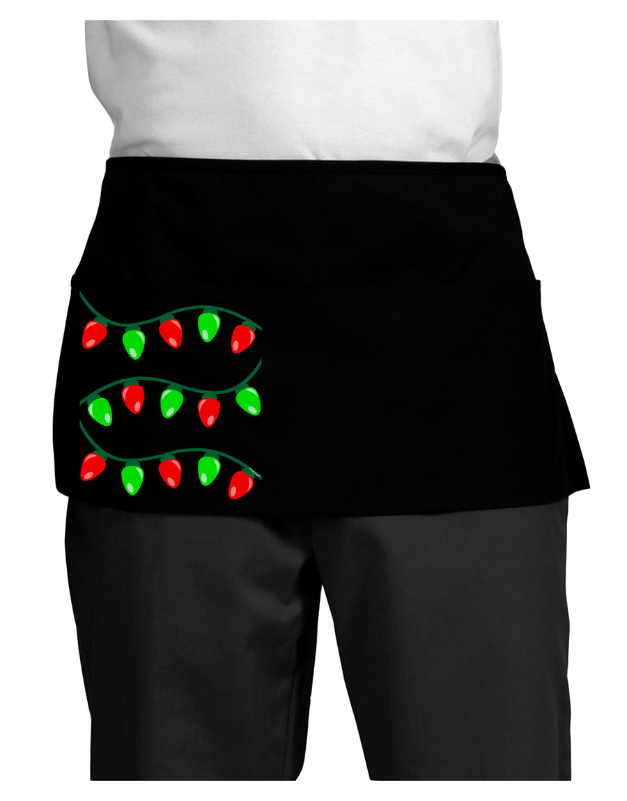 Christmas Lights Red and Green Dark Adult Mini Waist Apron, Server Apron-Mini Waist Apron-TooLoud-Black-One-Size-Davson Sales