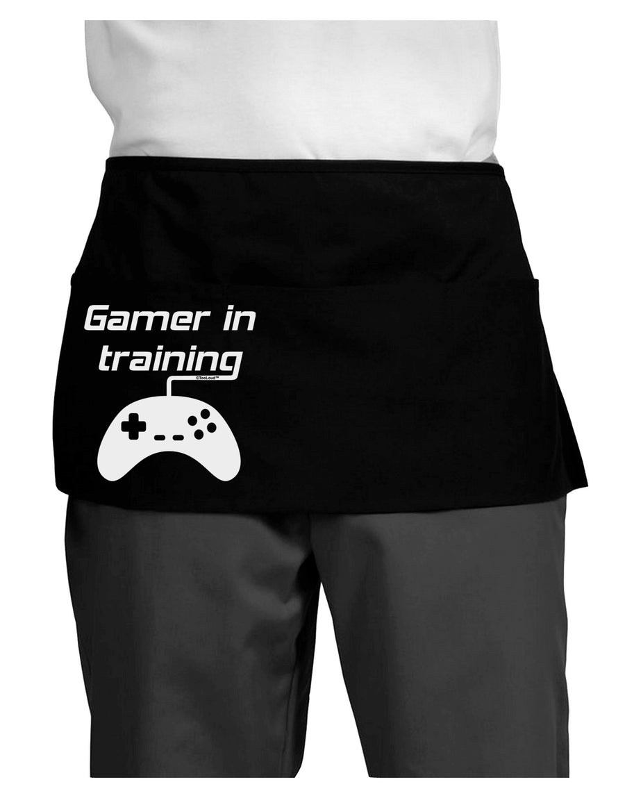 Gamer In Training BnW Dark Adult Mini Waist Apron, Server Apron-Mini Waist Apron-TooLoud-Black-One-Size-Davson Sales