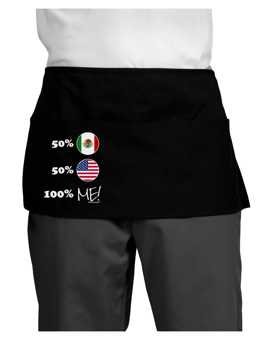 Mexican American 100 Percent Me Dark Adult Mini Waist Apron, Server Apron-Mini Waist Apron-TooLoud-Black-One-Size-Davson Sales