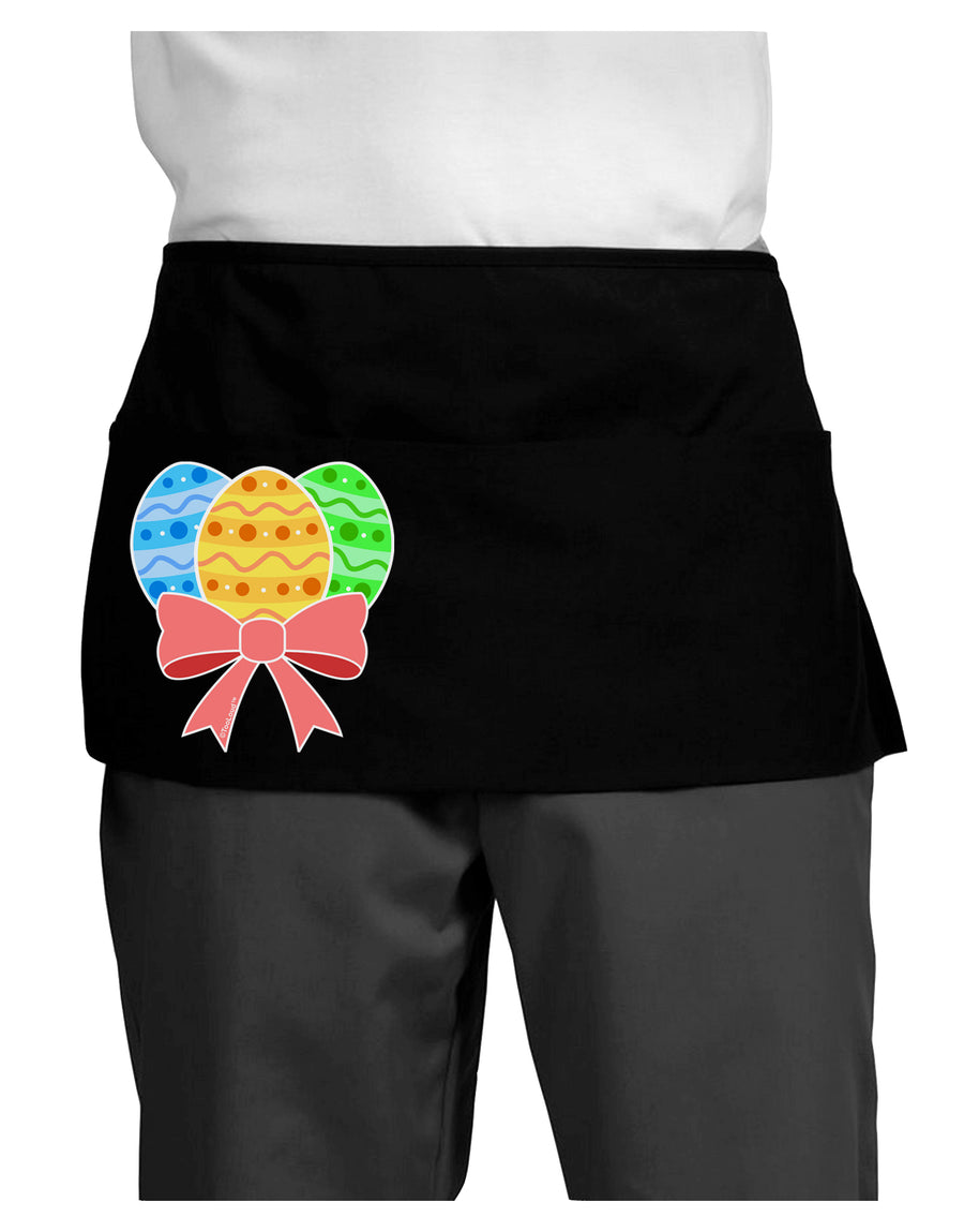 Easter Eggs With Bow Dark Adult Mini Waist Apron, Server Apron by TooLoud