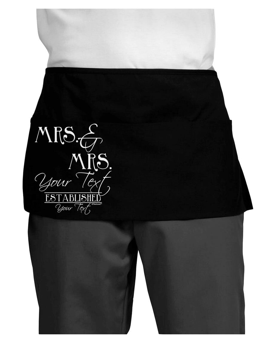Personalized Mrs and Mrs Lesbian Wedding - Name- Established -Date- Design Dark Adult Mini Waist Apron, Server Apron-Mini Waist Apron-TooLoud-Black-One-Size-Davson Sales