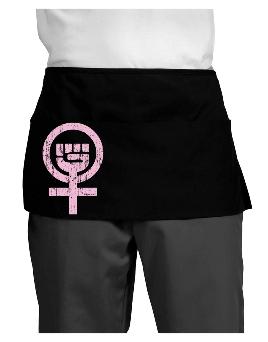 Pink Distressed Feminism Symbol Dark Adult Mini Waist Apron, Server Apron-Mini Waist Apron-TooLoud-Black-One-Size-Davson Sales