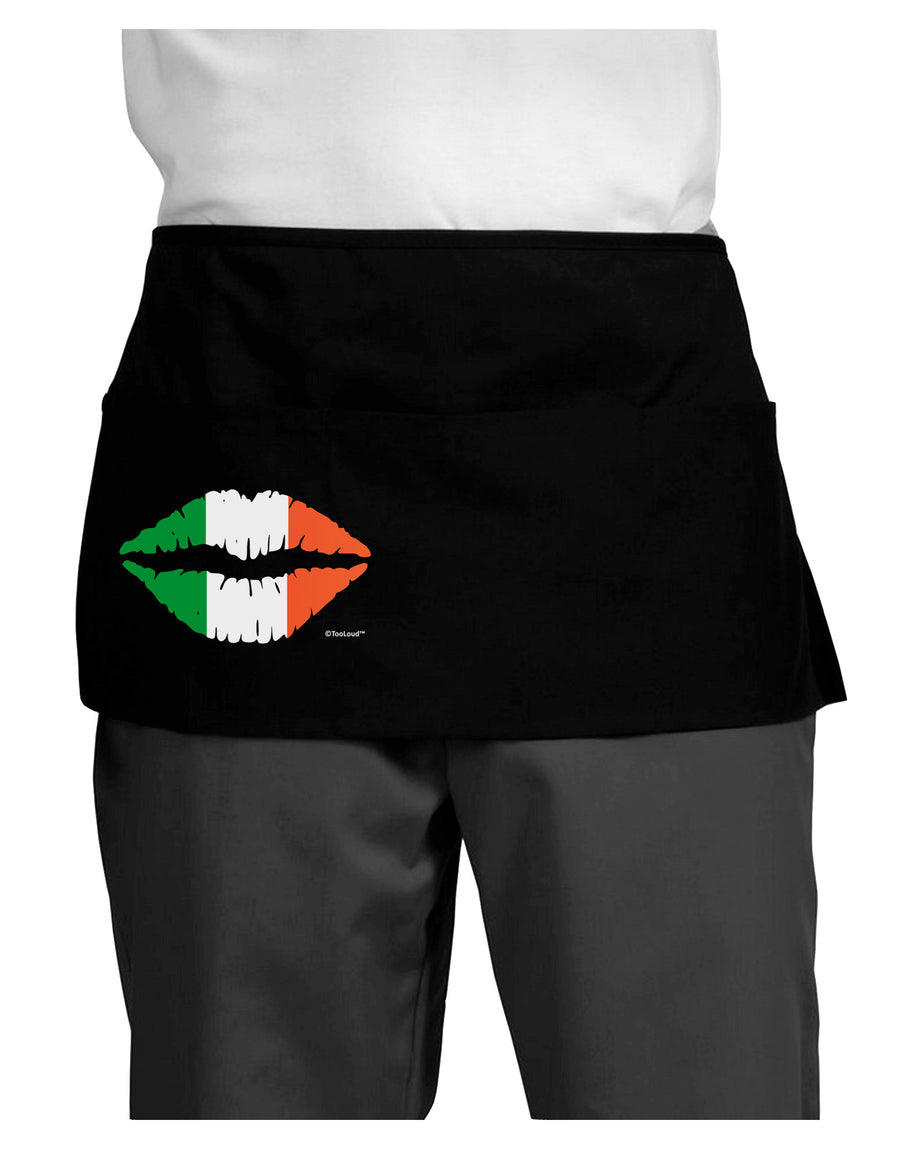 Irish Flag Kiss Dark Adult Mini Waist Apron, Server Apron by TooLoud-Mini Waist Apron-TooLoud-Black-One-Size-Davson Sales