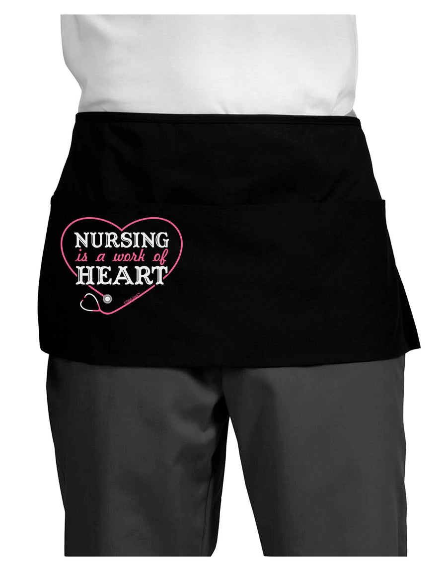 Nursing Is A Work Of Heart Dark Adult Mini Waist Apron, Server Apron-Mini Waist Apron-TooLoud-Black-One-Size-Davson Sales