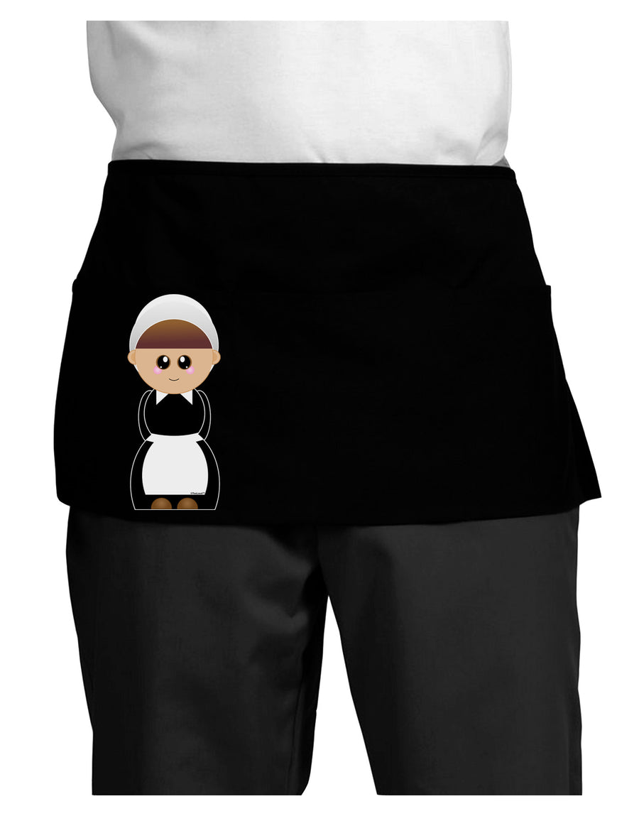 Cute Pilgrim Girl Thanksgiving Dark Adult Mini Waist Apron, Server Apron-Mini Waist Apron-TooLoud-Black-One-Size-Davson Sales