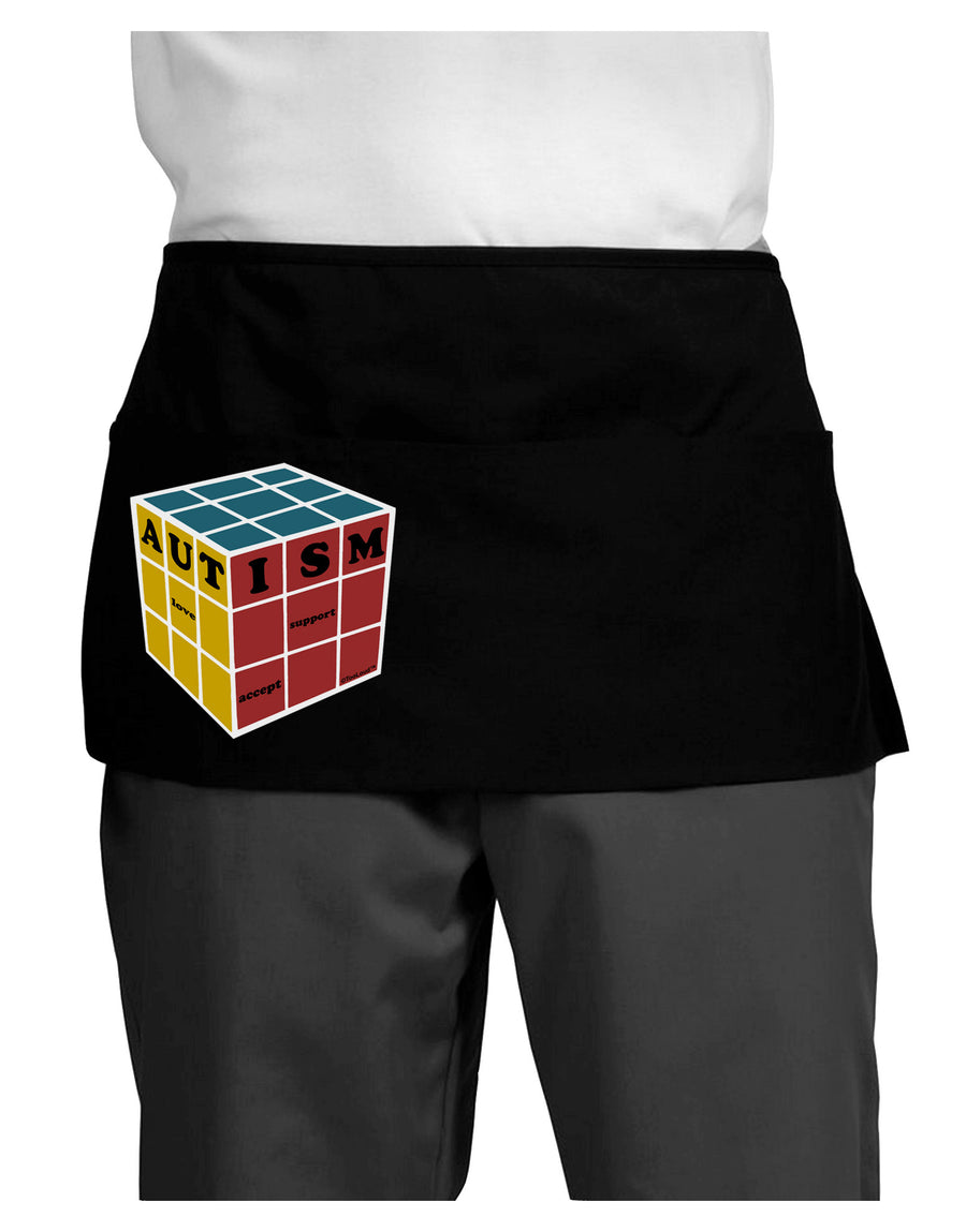 Autism Awareness - Cube Color Dark Adult Mini Waist Apron, Server Apron-Mini Waist Apron-TooLoud-Black-One-Size-Davson Sales