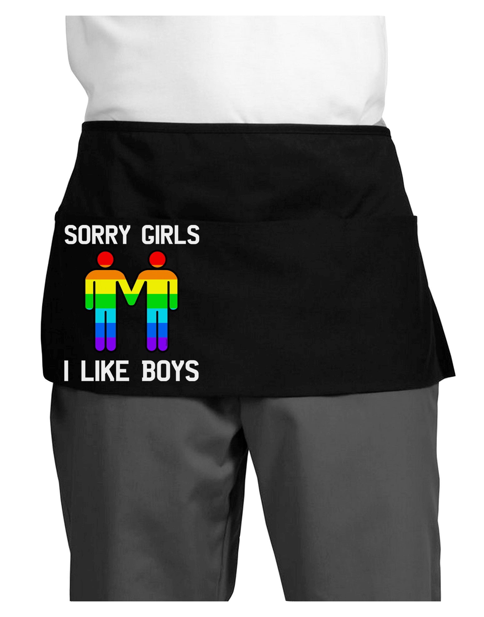 Sorry Girls I Like Boys Gay Rainbow Dark Adult Mini Waist Apron, Server Apron-Mini Waist Apron-TooLoud-Black-One-Size-Davson Sales