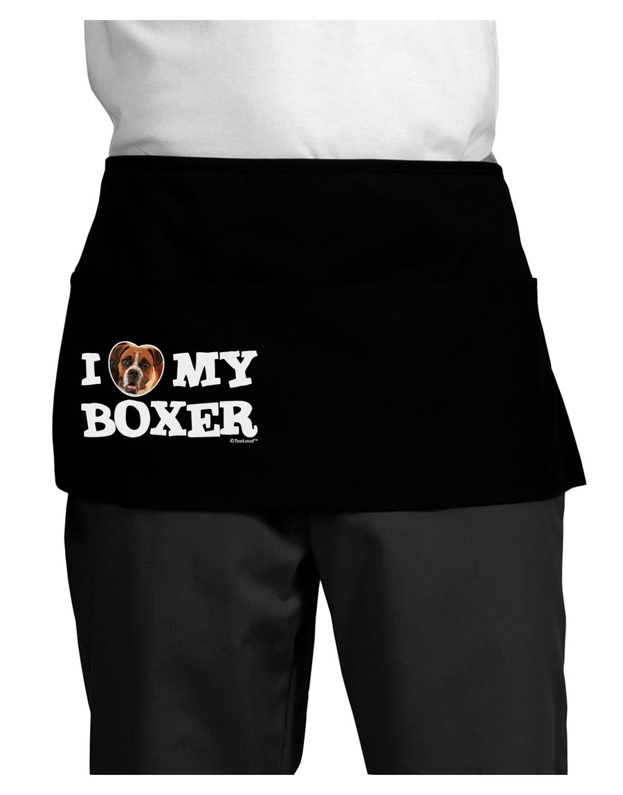 I Heart My Boxer Dark Adult Mini Waist Apron, Server Apron by TooLoud-Mini Waist Apron-TooLoud-Black-One-Size-Davson Sales