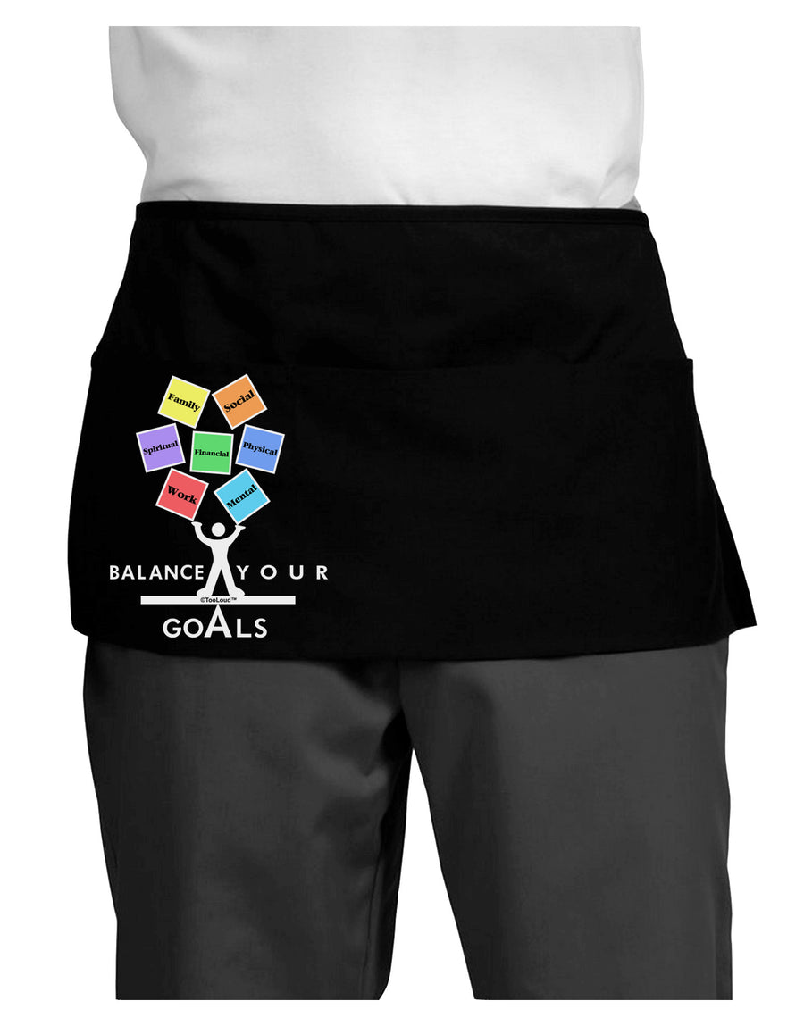 Balance Your Goals Dark Adult Mini Waist Apron, Server Apron-Mini Waist Apron-TooLoud-Black-One-Size-Davson Sales