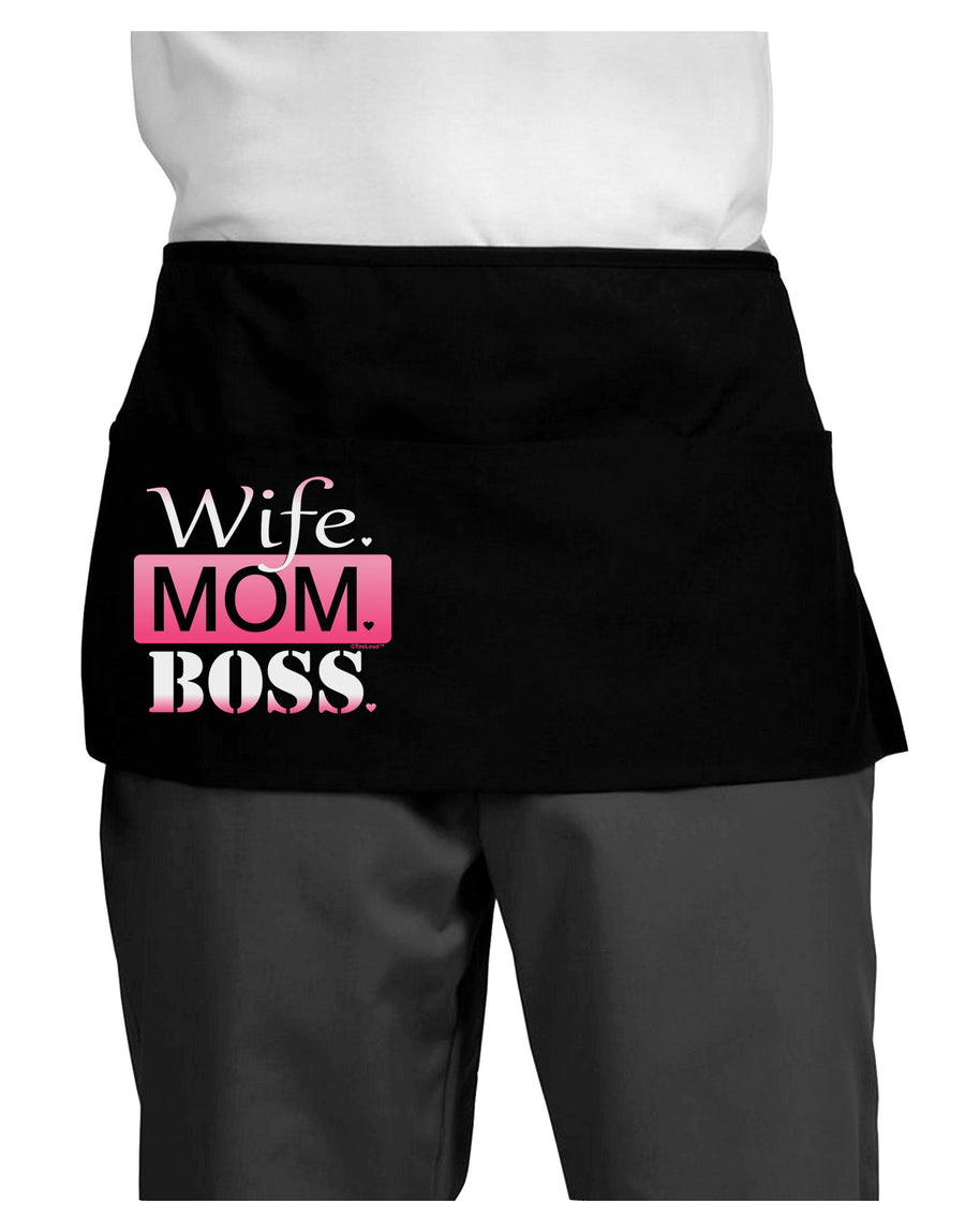 Wife Mom Boss Dark Adult Mini Waist Apron, Server Apron-Mini Waist Apron-TooLoud-Black-One-Size-Davson Sales