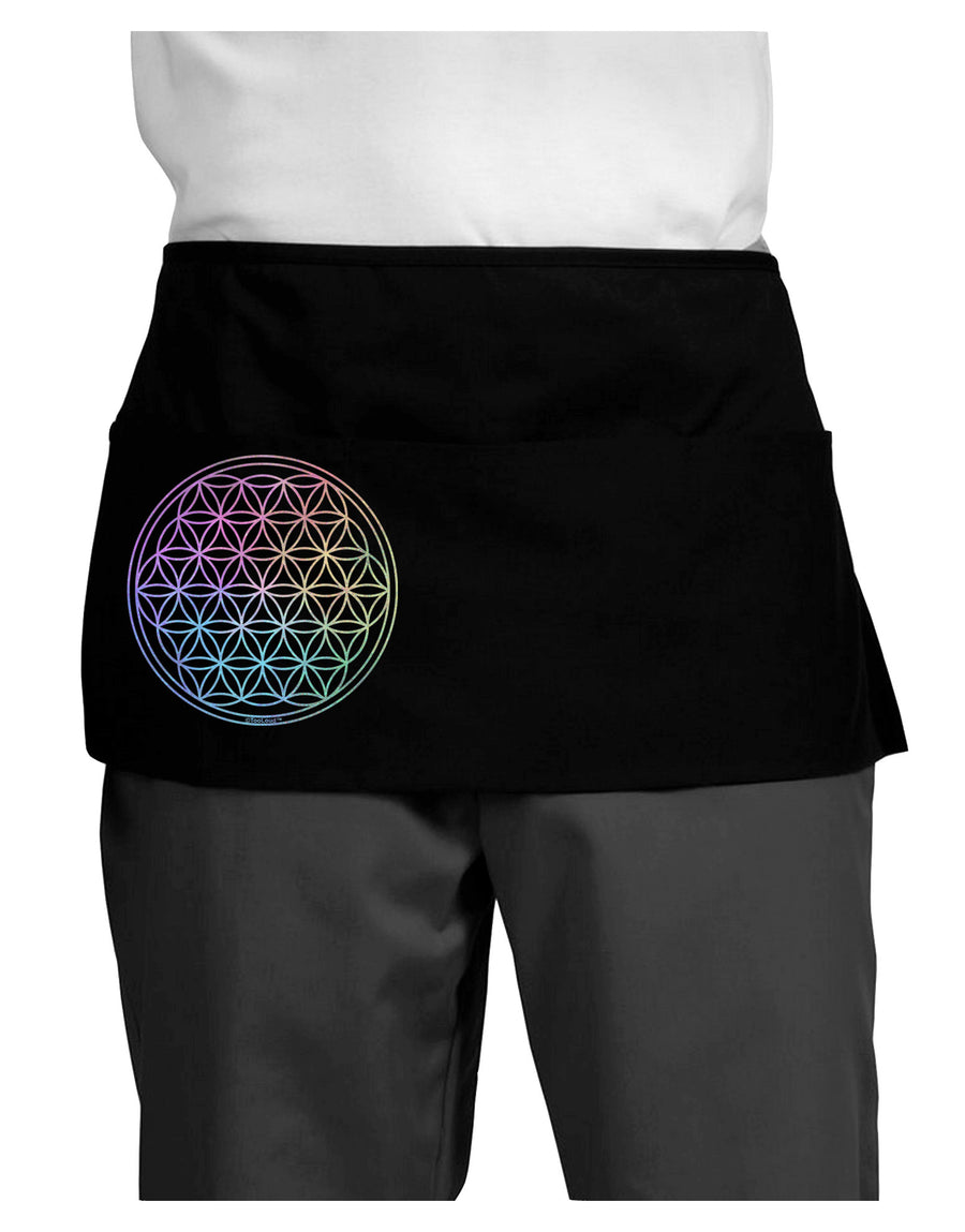 Flower of Life Circle Dark Adult Mini Waist Apron, Server Apron-Mini Waist Apron-TooLoud-Black-One-Size-Davson Sales