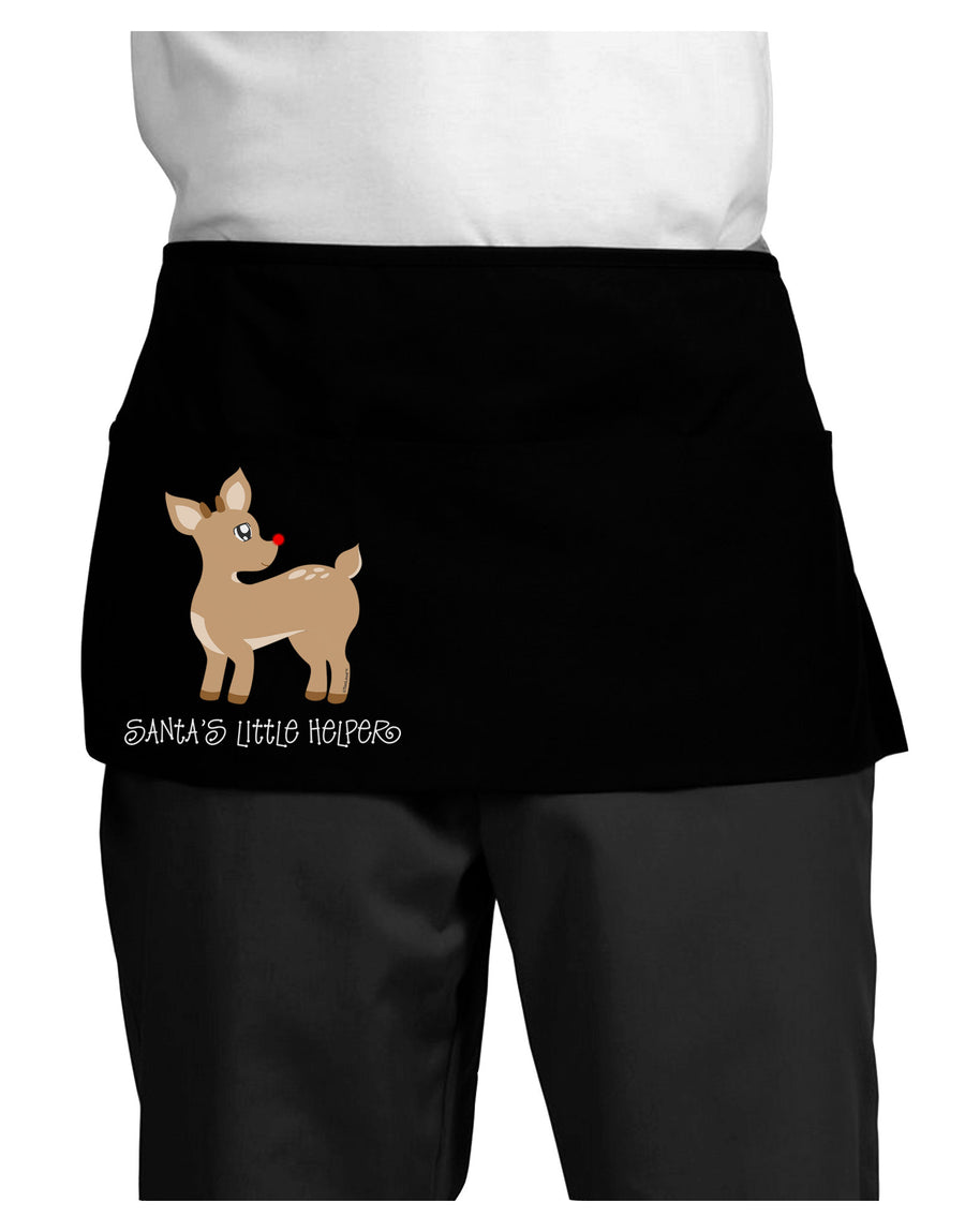 Santa's Little Helper Cute Rudolph - Christmas Dark Adult Mini Waist Apron, Server Apron by TooLoud-Mini Waist Apron-TooLoud-Black-One-Size-Davson Sales