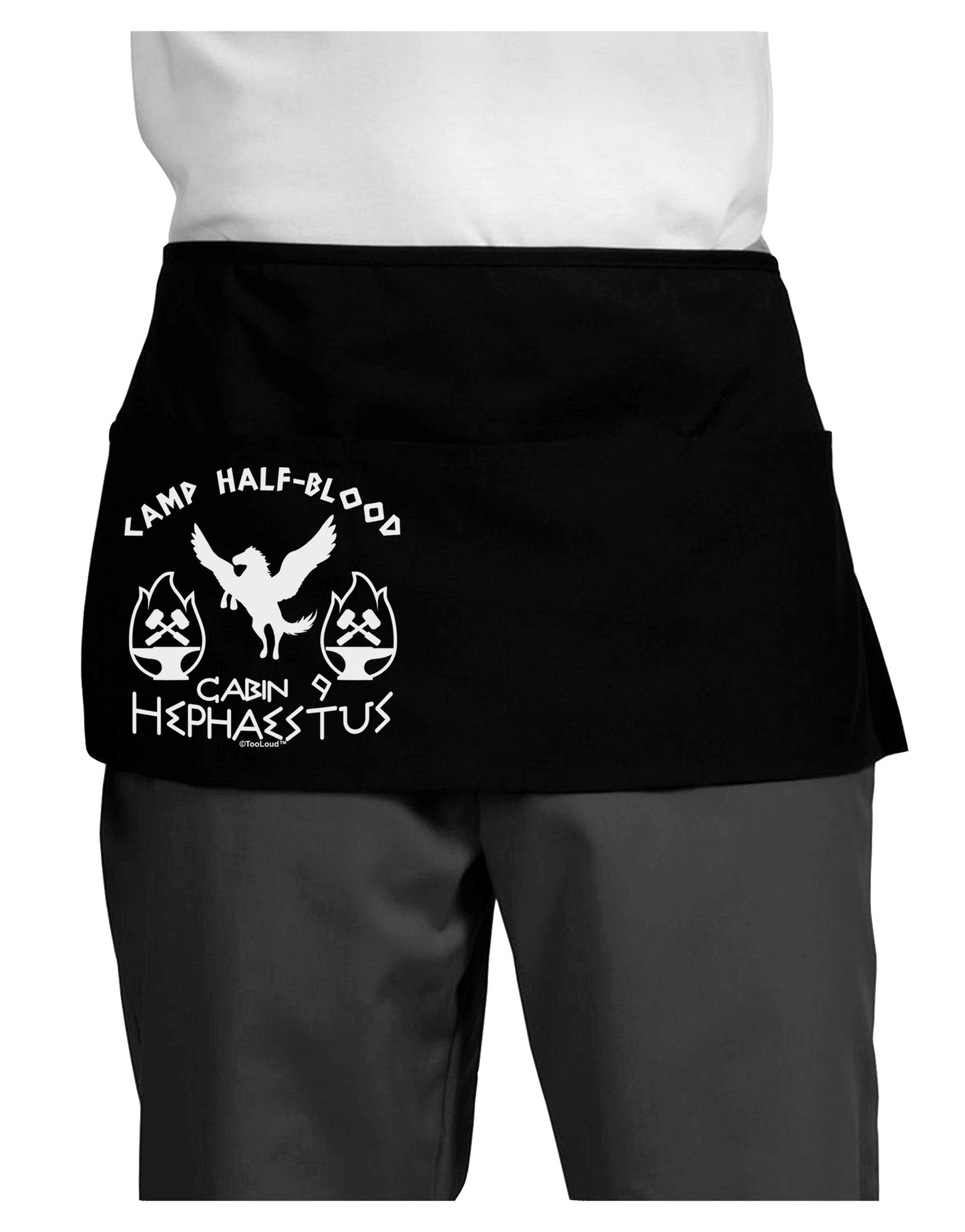 Cabin 9 Hephaestus Half Blood Dark Adult Mini Waist Apron, Server Apron-Mini Waist Apron-TooLoud-Black-One-Size-Davson Sales