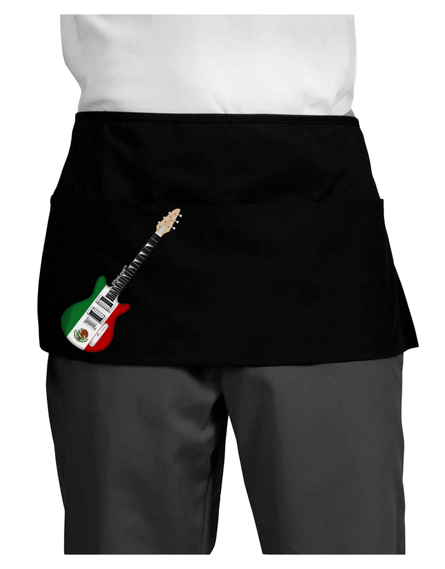 Mexican Flag Guitar Design Dark Adult Mini Waist Apron, Server Apron by TooLoud-Mini Waist Apron-TooLoud-Black-One-Size-Davson Sales