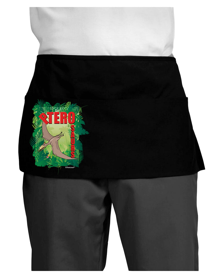 Pterosaurs - With Name Dark Adult Mini Waist Apron, Server Apron by TooLoud-Mini Waist Apron-TooLoud-Black-One-Size-Davson Sales