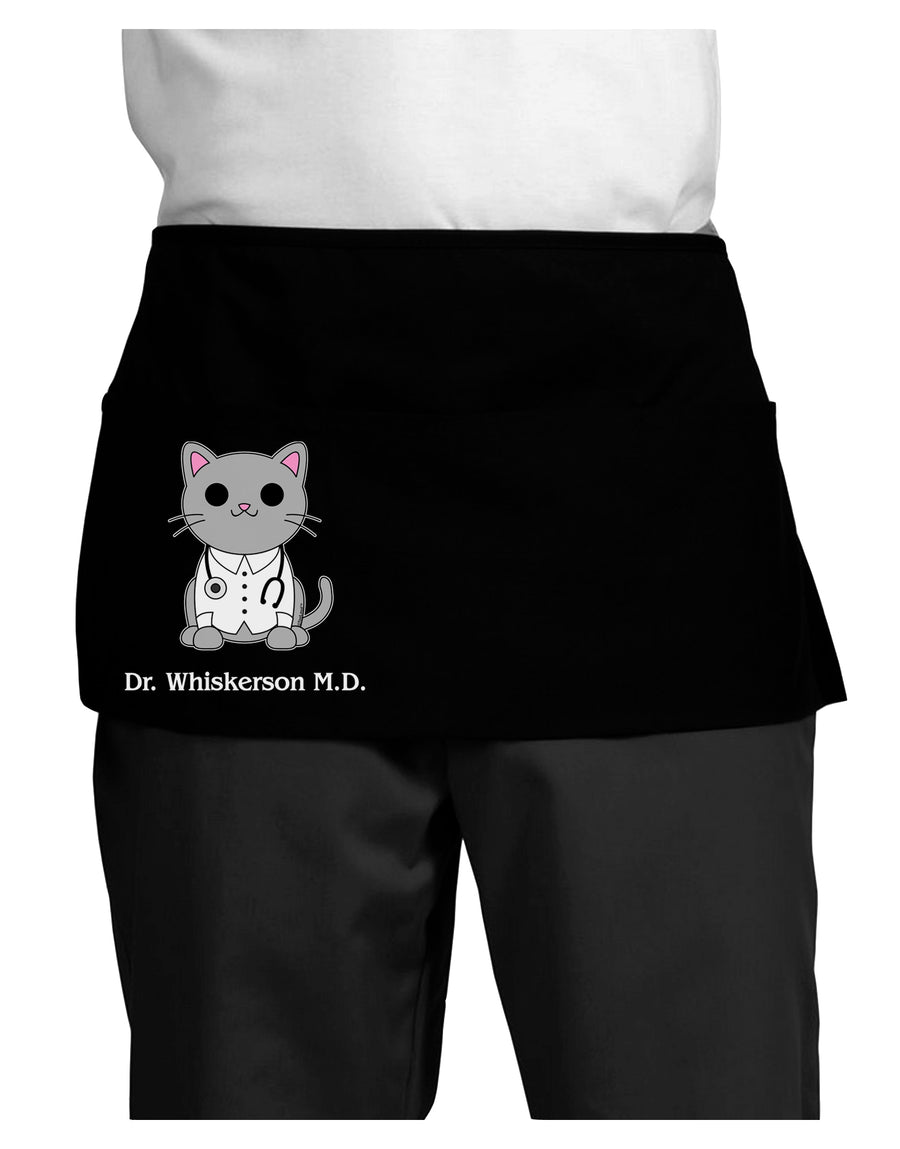 Dr Whiskerson MD - Cute Cat Design Dark Adult Mini Waist Apron, Server Apron by TooLoud-Mini Waist Apron-TooLoud-Black-One-Size-Davson Sales