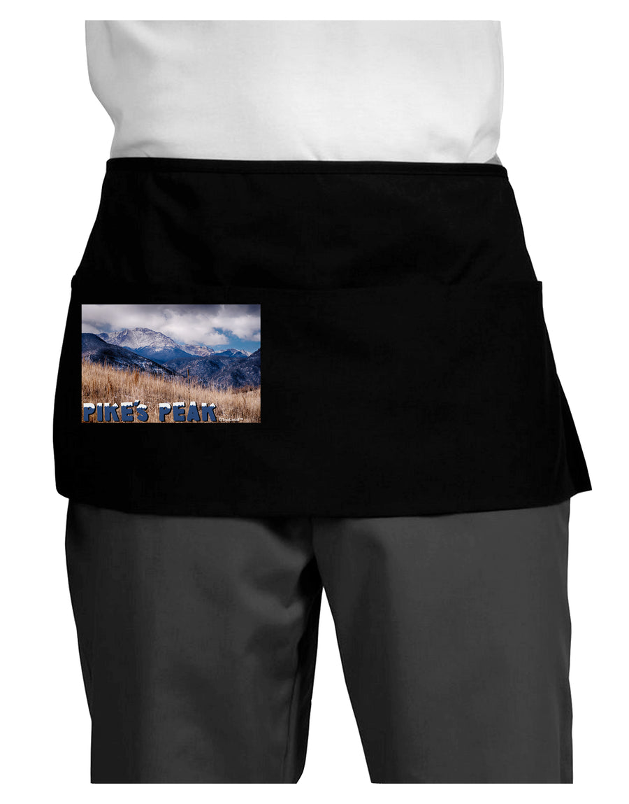 Pikes Peak CO Mountains Text Dark Adult Mini Waist Apron, Server Apron by TooLoud-Mini Waist Apron-TooLoud-Black-One-Size-Davson Sales