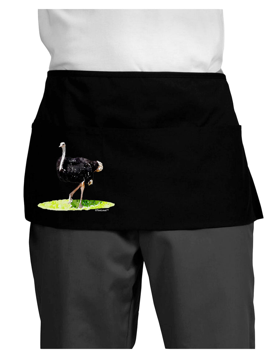 Ostrich Watercolor Dark Adult Mini Waist Apron, Server Apron-Mini Waist Apron-TooLoud-Black-One-Size-Davson Sales