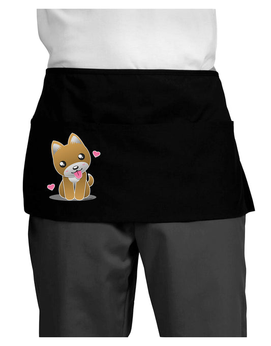 Kawaii Puppy Dark Adult Mini Waist Apron, Server Apron-Mini Waist Apron-TooLoud-Black-One-Size-Davson Sales