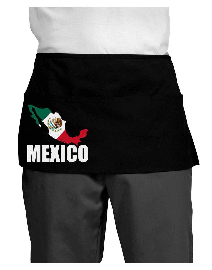 Mexico Outline - Mexican Flag - Mexico Text Dark Adult Mini Waist Apron, Server Apron by TooLoud-Mini Waist Apron-TooLoud-Black-One-Size-Davson Sales