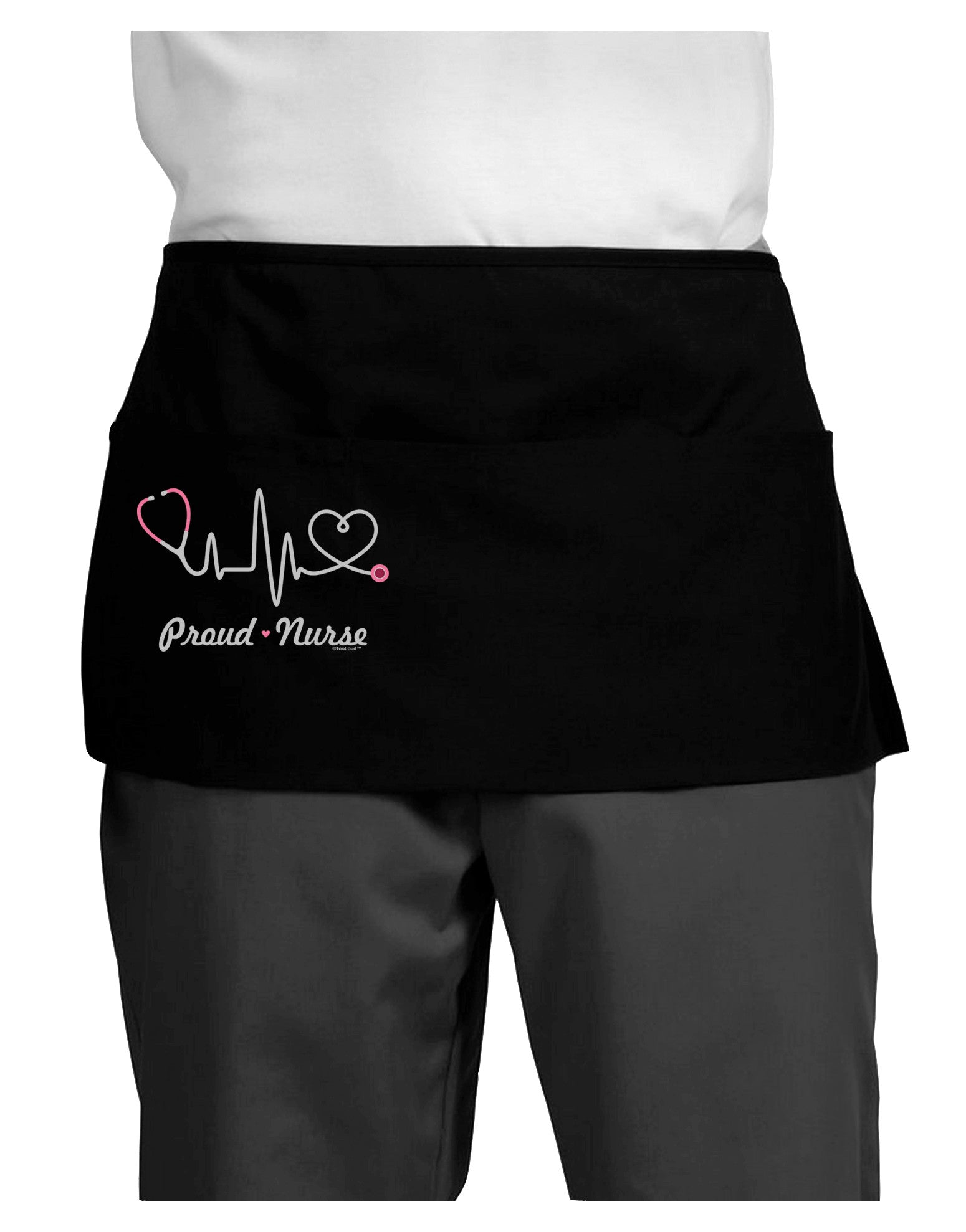 Stethoscope Heartbeat Text Dark Adult Mini Waist Apron, Server Apron-Mini Waist Apron-TooLoud-Black-One-Size-Davson Sales