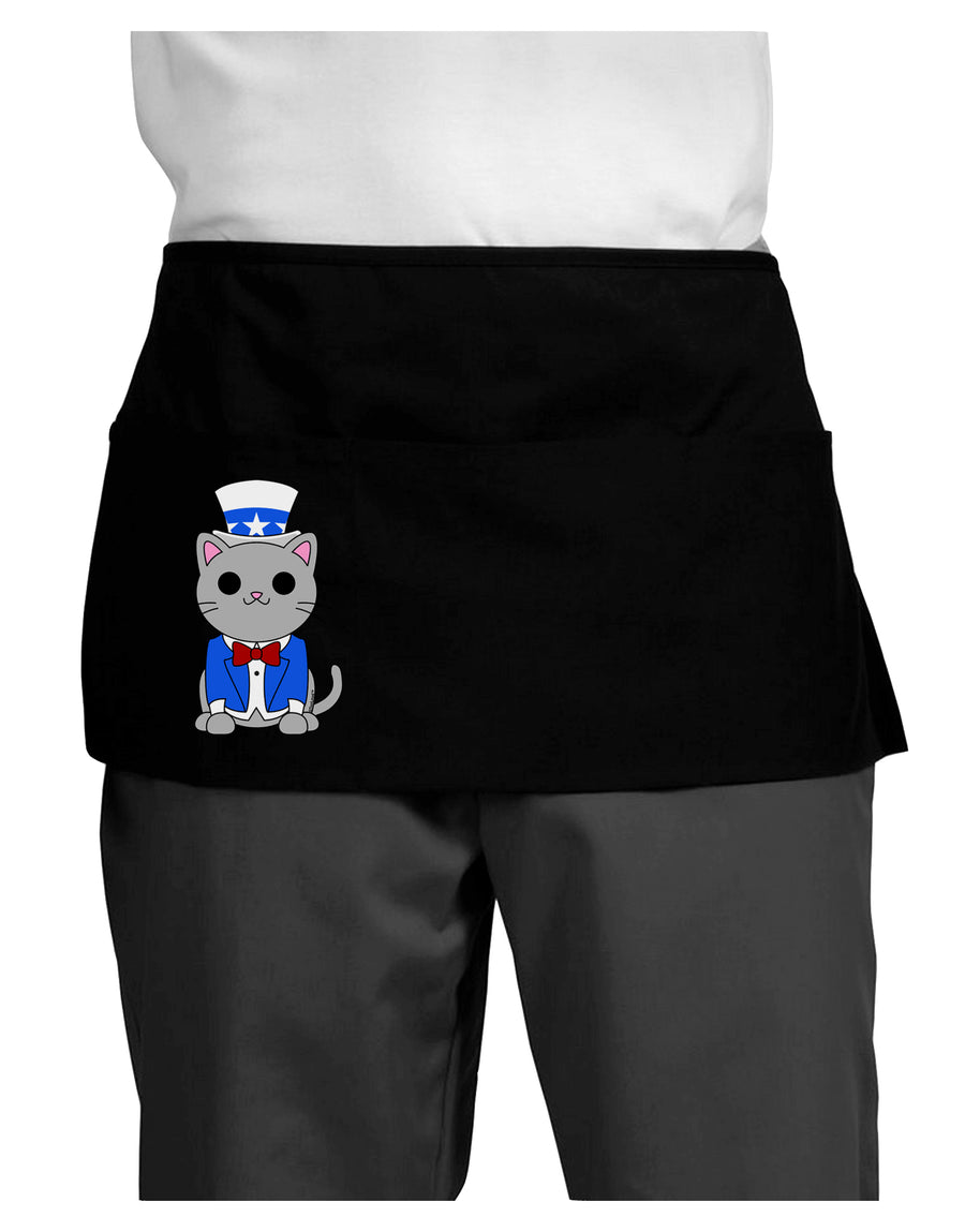 Patriotic Cat Dark Adult Mini Waist Apron, Server Apron by TooLoud-Mini Waist Apron-TooLoud-Black-One-Size-Davson Sales