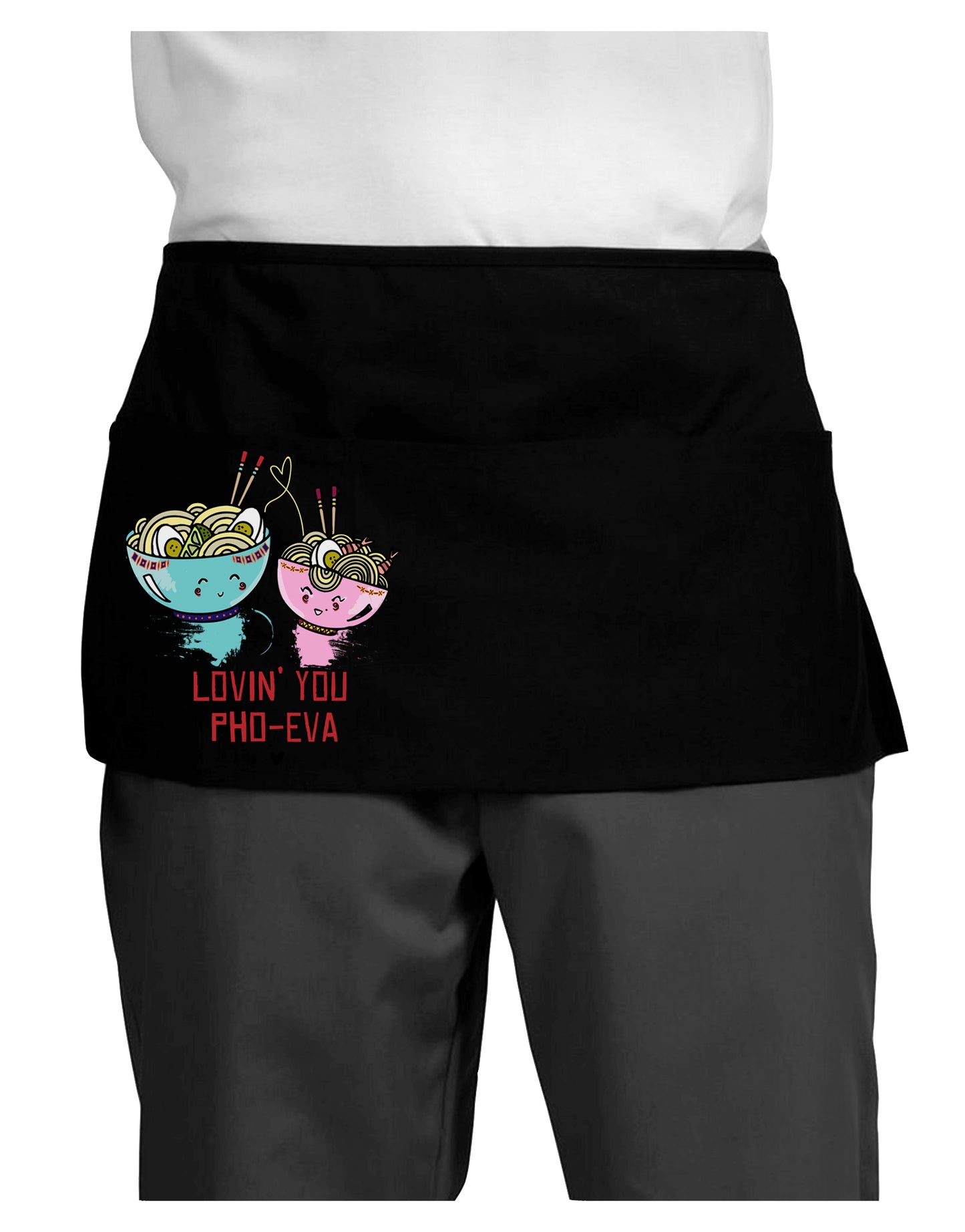 TooLoud Lovin you Pho Eva Dark Dark Adult Mini Waist Apron-Aprons - Waist-TooLoud-Black-One-Size-Davson Sales