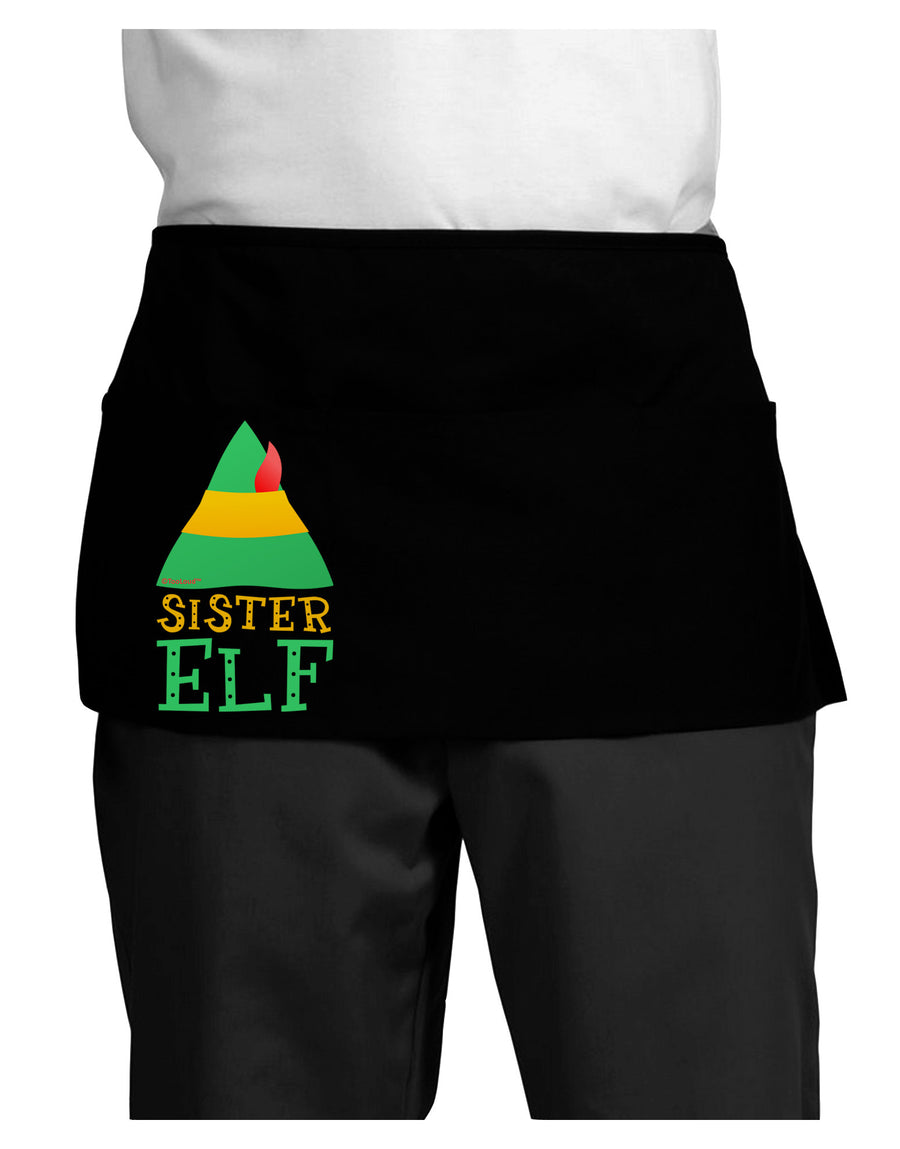 Matching Christmas Design - Elf Family - Sister Elf Dark Adult Mini Waist Apron, Server Apron-Mini Waist Apron-TooLoud-Black-One-Size-Davson Sales