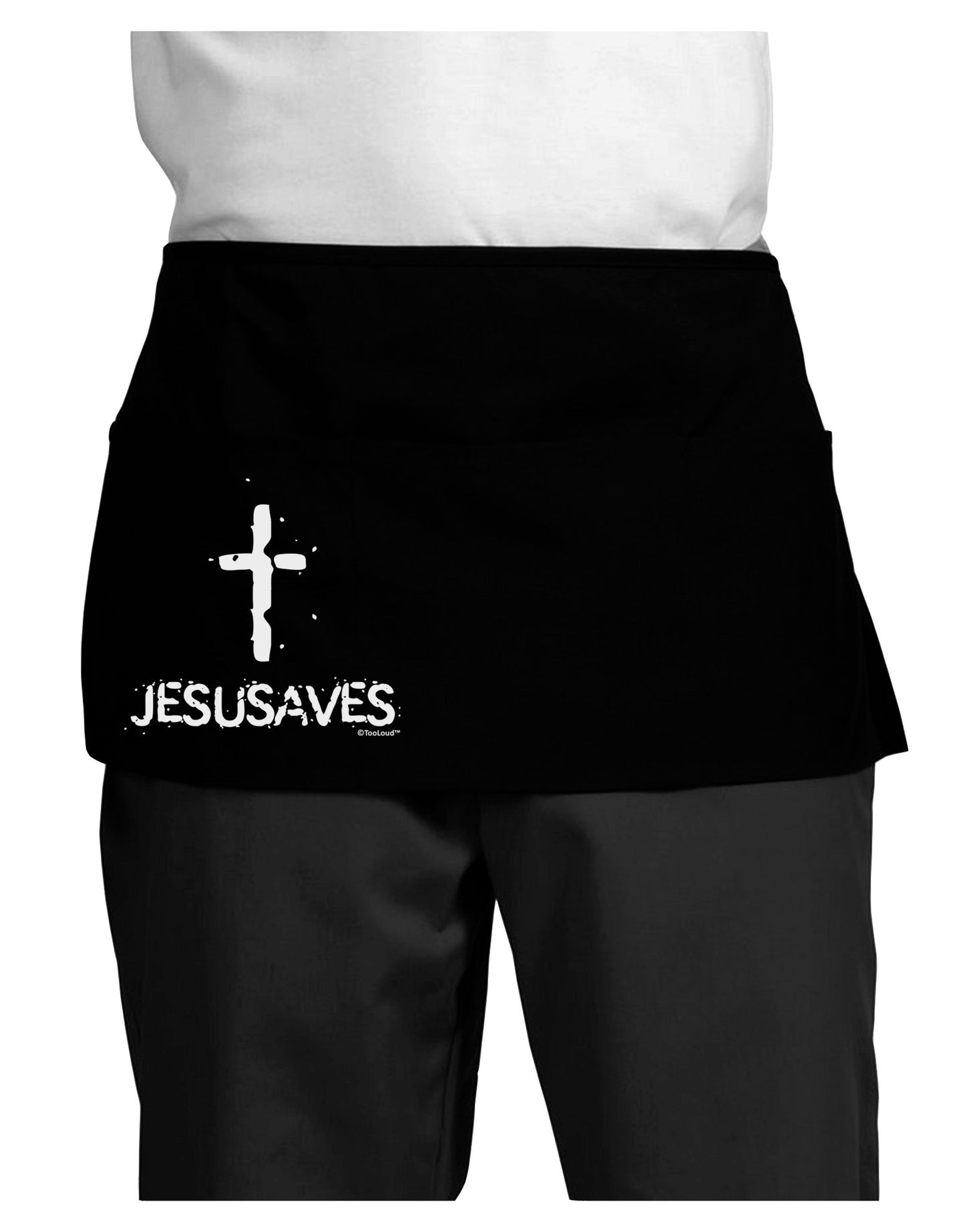JESUSAVES - Jesus Saves Cross Design Dark Adult Mini Waist Apron, Server Apron by TooLoud-Mini Waist Apron-TooLoud-Black-One-Size-Davson Sales