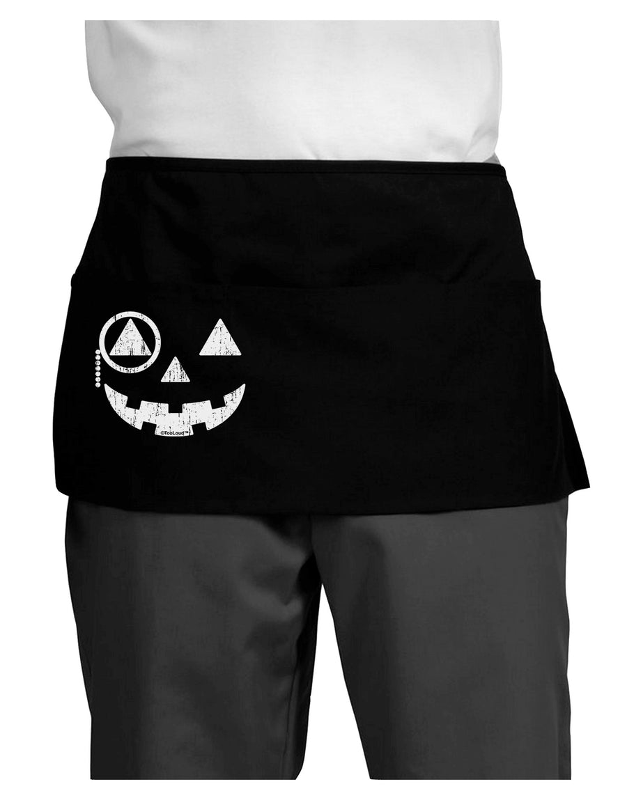 Monocle Jack-o-Lantern Distressed Dark Adult Mini Waist Apron, Server Apron-Mini Waist Apron-TooLoud-Black-One-Size-Davson Sales