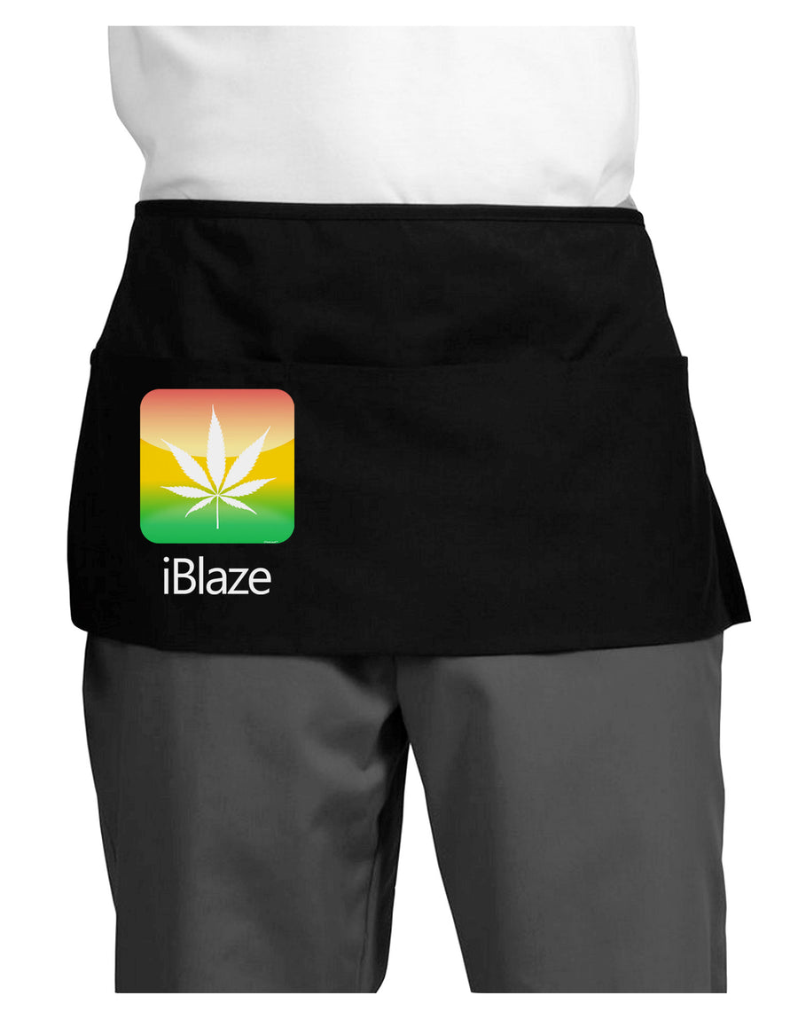 iBlaze Logo - Marijuana Leaf Dark Adult Mini Waist Apron, Server Apron-Mini Waist Apron-TooLoud-Black-One-Size-Davson Sales