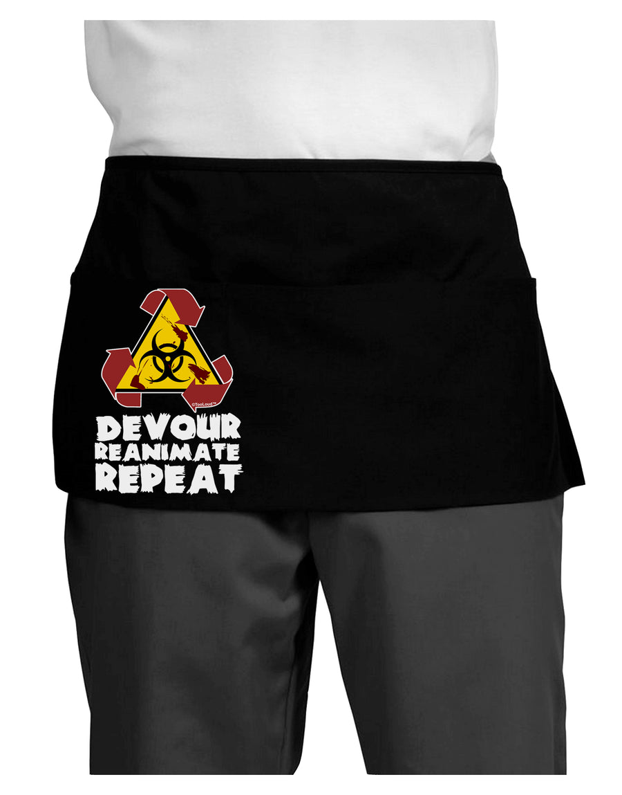 Devour Reanimate Repeat Dark Adult Mini Waist Apron, Server Apron by TooLoud-Mini Waist Apron-TooLoud-Black-One-Size-Davson Sales