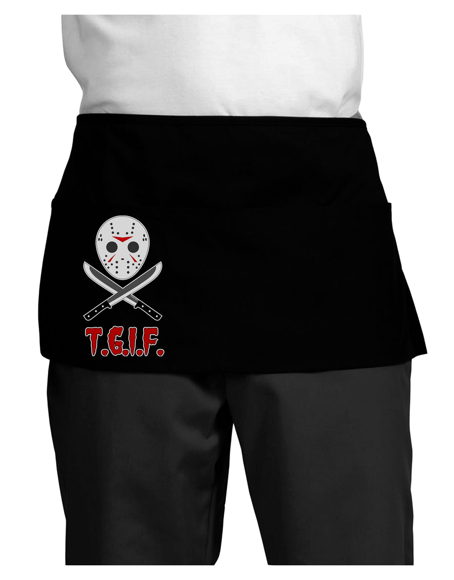 Scary Mask With Machete - TGIF Dark Adult Mini Waist Apron, Server Apron-Mini Waist Apron-TooLoud-Black-One-Size-Davson Sales