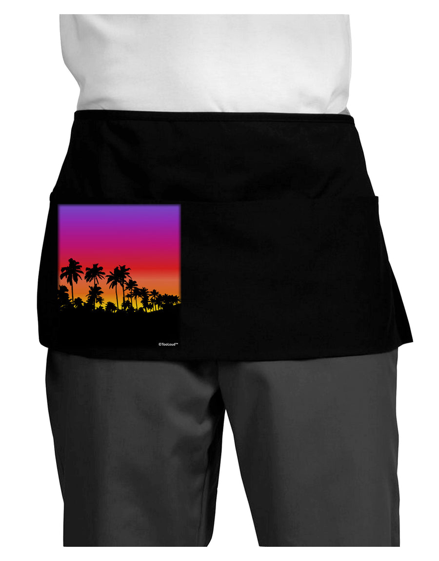 Palm Trees and Sunset Design Dark Adult Mini Waist Apron, Server Apron by TooLoud-Mini Waist Apron-TooLoud-Black-One-Size-Davson Sales