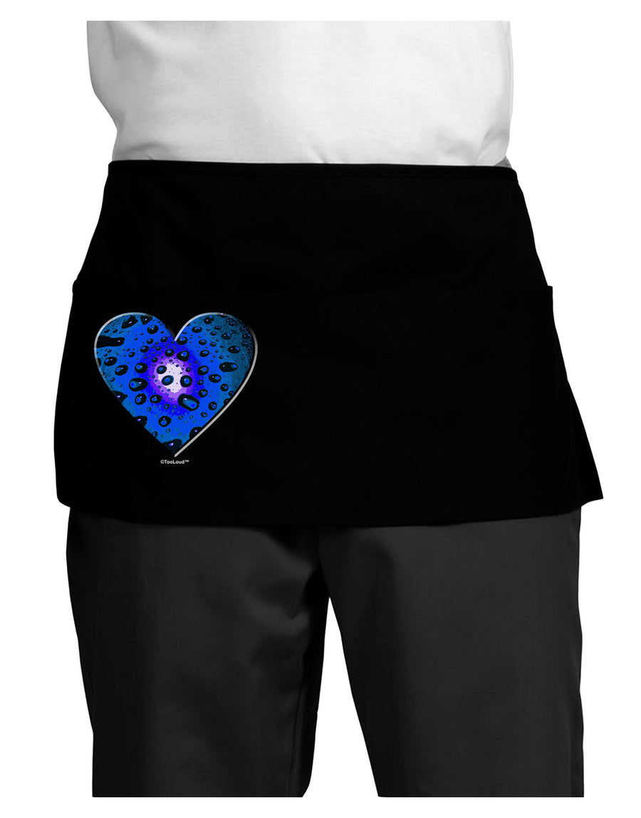 Water Droplet Heart Blue Dark Adult Mini Waist Apron, Server Apron by TooLoud-Mini Waist Apron-TooLoud-Black-One-Size-Davson Sales