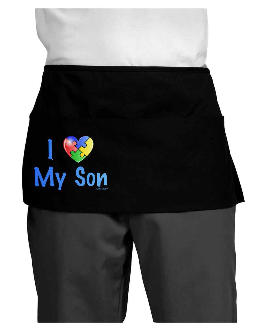 I Heart My Son - Autism Awareness Dark Adult Mini Waist Apron, Server Apron by TooLoud-Mini Waist Apron-TooLoud-Black-One-Size-Davson Sales