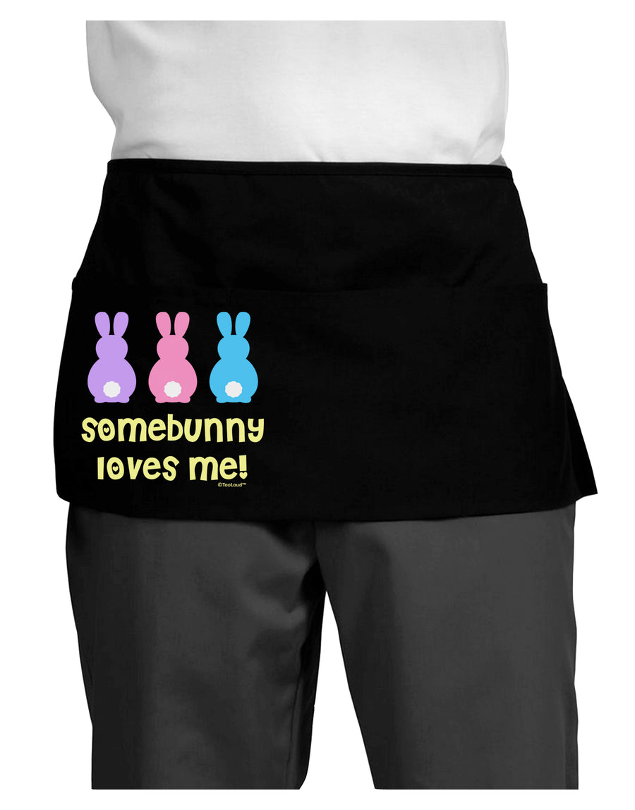 Three Easter Bunnies - Somebunny Loves Me Dark Adult Mini Waist Apron, Server Apron by TooLoud-Mini Waist Apron-TooLoud-Black-One-Size-Davson Sales