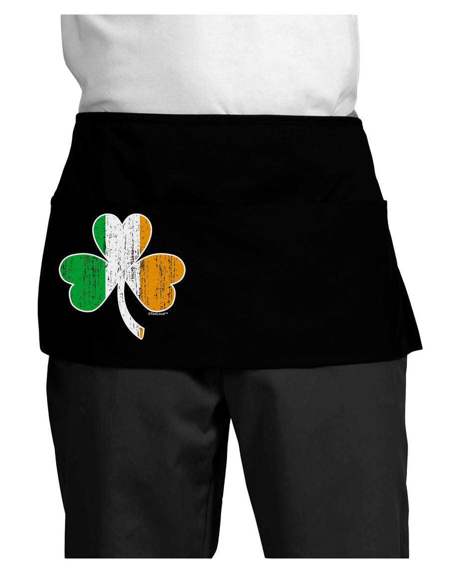 Irish Flag - Shamrock Distressed Dark Adult Mini Waist Apron, Server Apron by TooLoud-Mini Waist Apron-TooLoud-Black-One-Size-Davson Sales