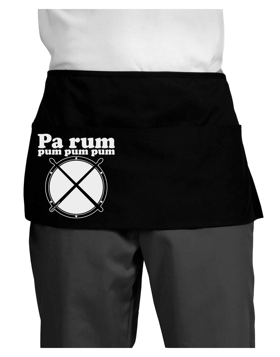 Pa Rum Pum Pum Pum BnW Dark Adult Mini Waist Apron, Server Apron-Mini Waist Apron-TooLoud-Black-One-Size-Davson Sales