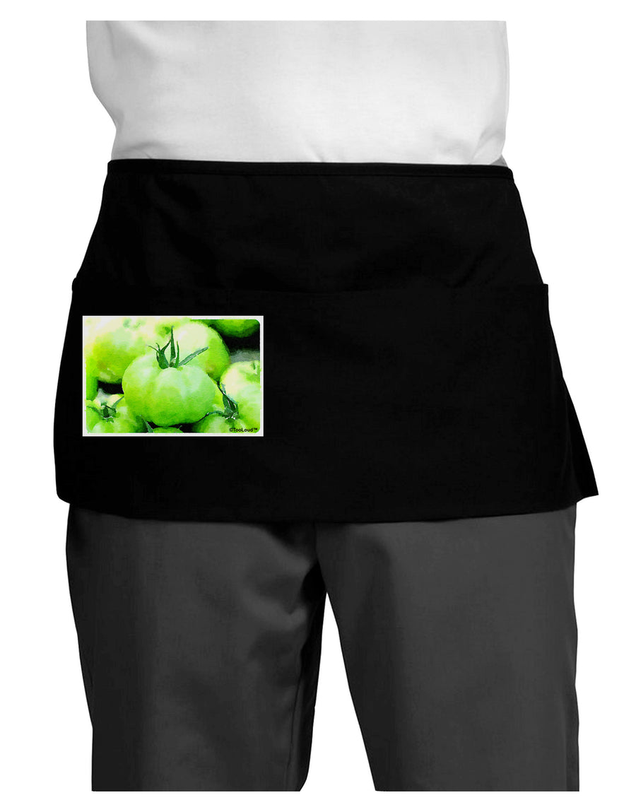 Watercolor Green Tomatoes Dark Adult Mini Waist Apron, Server Apron-Mini Waist Apron-TooLoud-Black-One-Size-Davson Sales