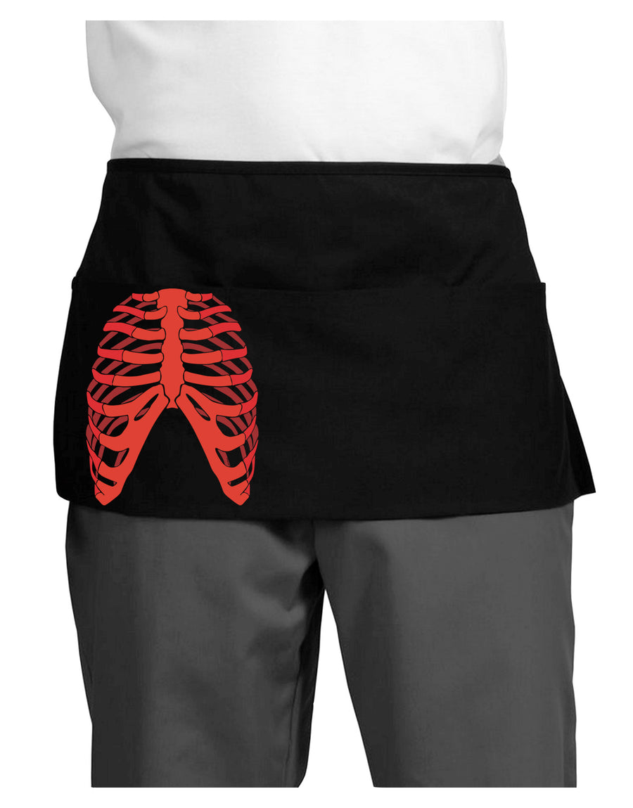 Human Red Skeleton Bones Ribcage Dark Adult Mini Waist Apron, Server Apron-Mini Waist Apron-TooLoud-Black-One-Size-Davson Sales